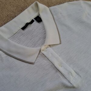 Perry Ellis White 100% Cotton Polo Shirt, SizeXL